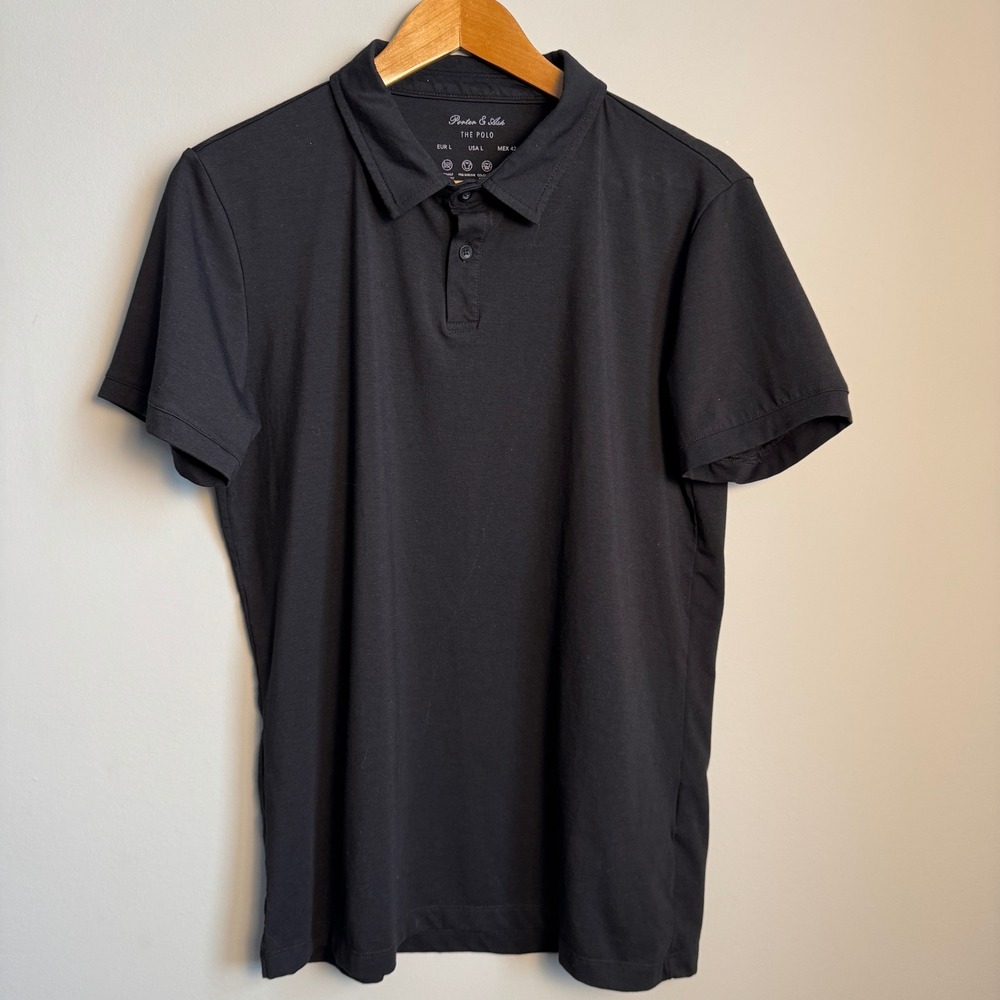 Porter &‎ Ash The Polo Mens Large Black Short Sleeve Polo Shirt Peppy Golf Soft